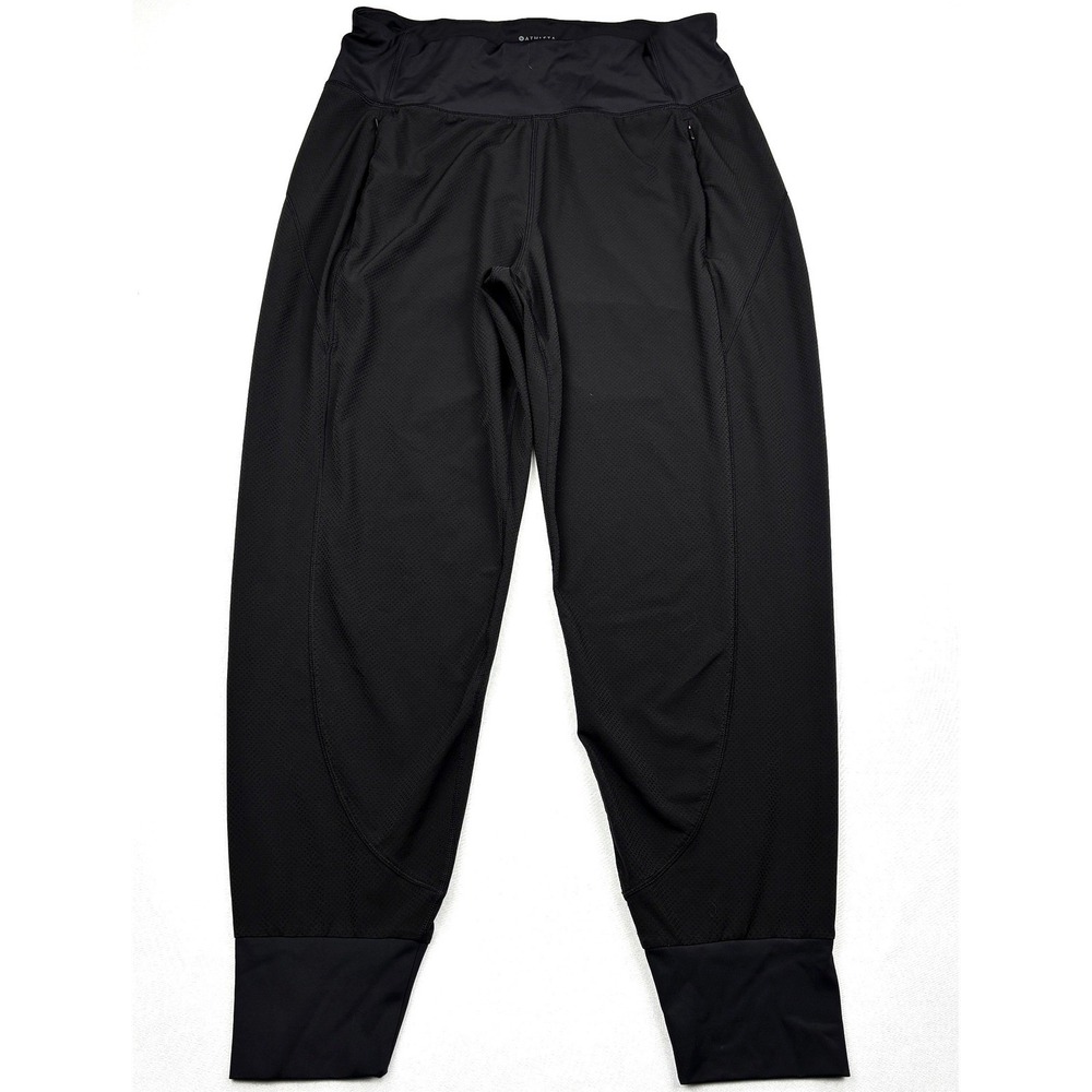 Athleta Distance Jogger Pants Womens M Black High Rise Zip Pocket Run Stretch